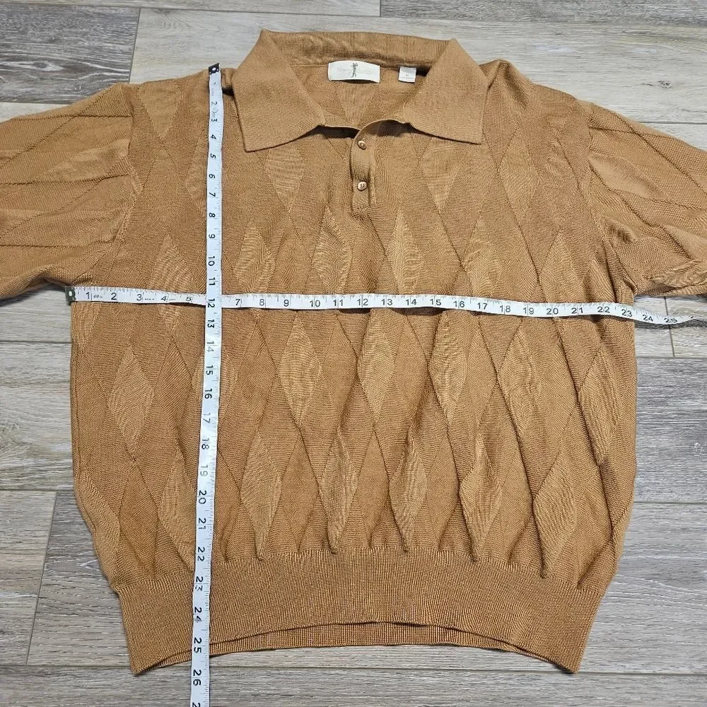 Harry Vardon Textured Collared Golf Sweater Men's XL Eclectic Grandpacore Tan